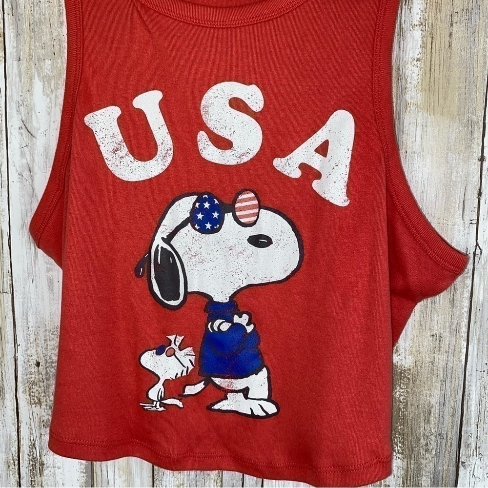 NWT Peanuts USA Snoopy Crop Tank - Picture 3 of 6